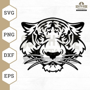 Tiger Head SVG: Clipart, PNG, DXF, Vector Cut Files (Digital Download