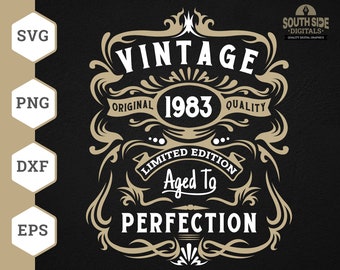 40th Birthday SVG File, 1983 Age to Perfection svg, Vintage 1983 svg, Age to Perfection svg, 40th Birthday Shirt, 40th Birthday Gift Ideas