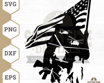 US Soldier with Flag SVG: Military Veteran Cut File (Digital Download)