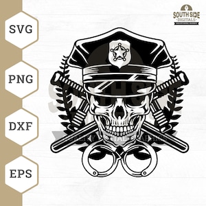 Police Skull Svg, Skull Police svg, Police svg, Skull svg, Skull Police Shirt, Skull Clipart, Skull png, Skull Cut File, Skull Dxf File