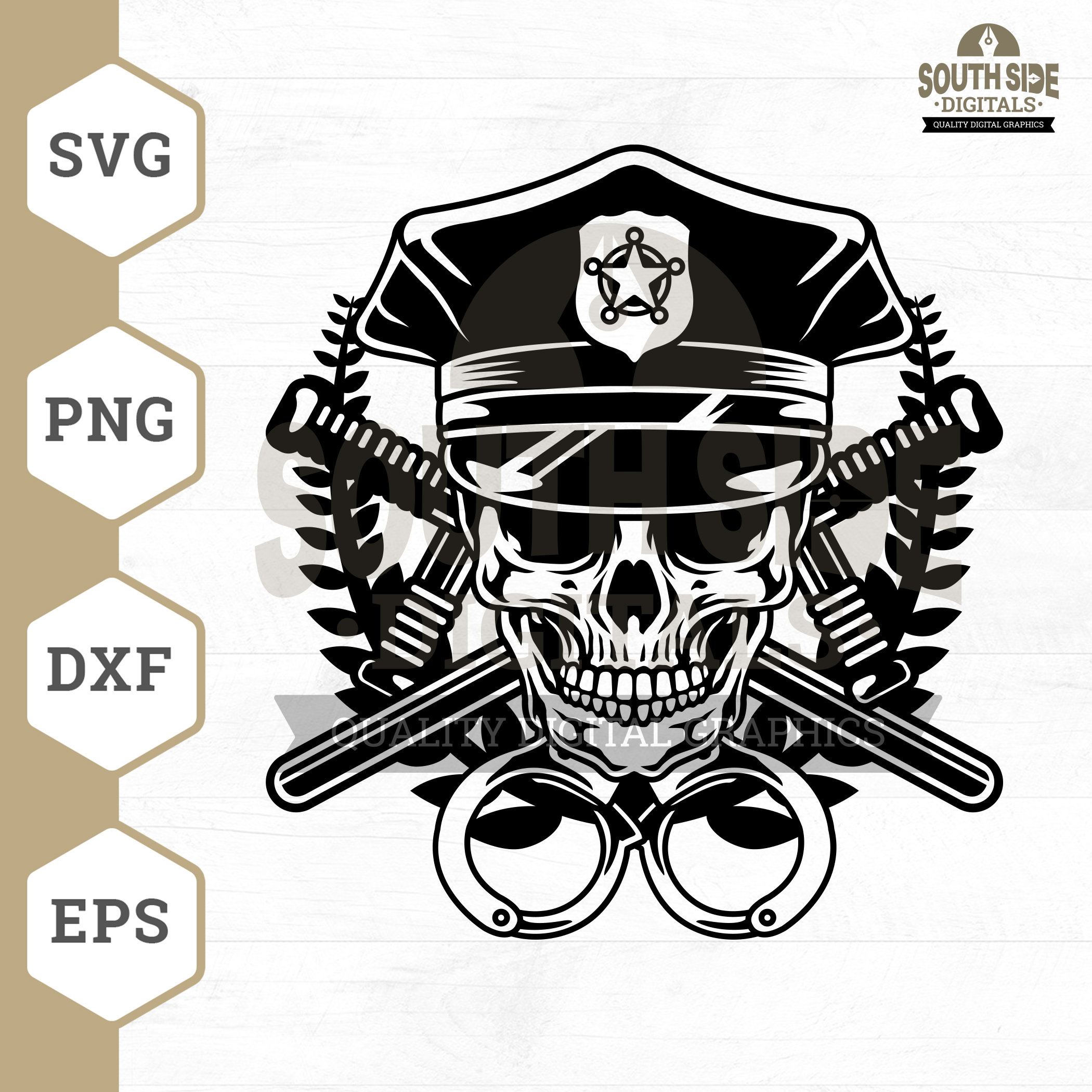 Police Skeleton Police Skull SVG: Cop Skull Clipart, PNG, DXF Files (digital Download ...