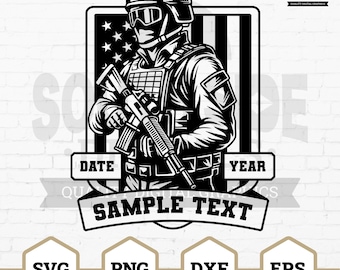 Personalized Soldier SVG, Patriotic American Flag Clipart (Digital Files)