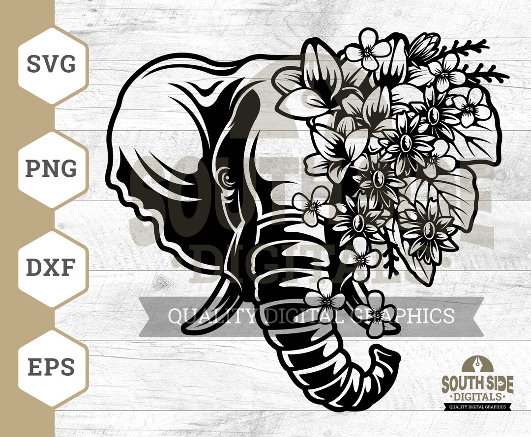 Floral Elephant SVG File Flower Elephant Svg Elephant Svg Etsy