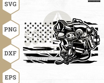 Teschio soldato bandiera USA SVG: file di taglio militare (download digitale)
