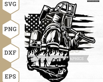 Fire Fighter Dad SVG, Firefighter svg, Fireman svg, Dad Life svg, US Fire Fighter svg, American Flag svg, Fireman Cricut Files, Png