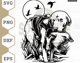 Duck Hunting Dog (svg, png, dxf, eps) Files (Digital Download)