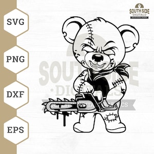 Bad Teddy svg, Scary Teddy svg, Angry Teddy, Teddy Bear svg, Bear svg, Chainsaw Teddy svg, Teddy Bear Shirt, Teddy Bear Clipart, Teddy png