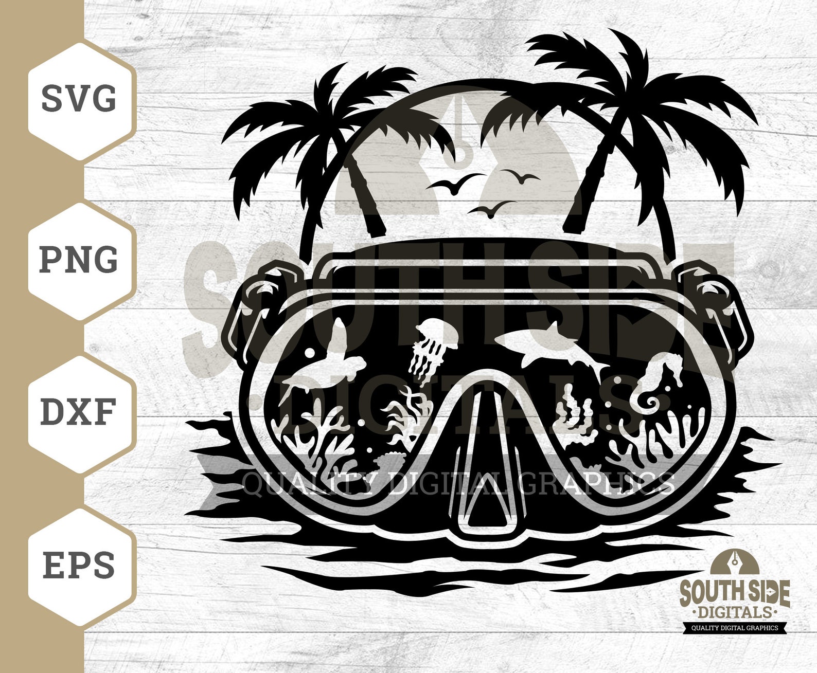 Scuba Diver Mask SVG File Scuba Mask Svg Divers Mask Svg Etsy