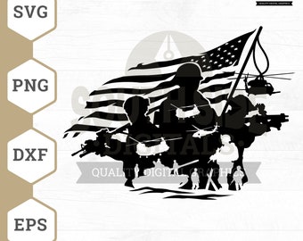 US Soldier SVG File, Military svg, Veteran Soldier svg, US flag svg, Soldier Cut File, Military png