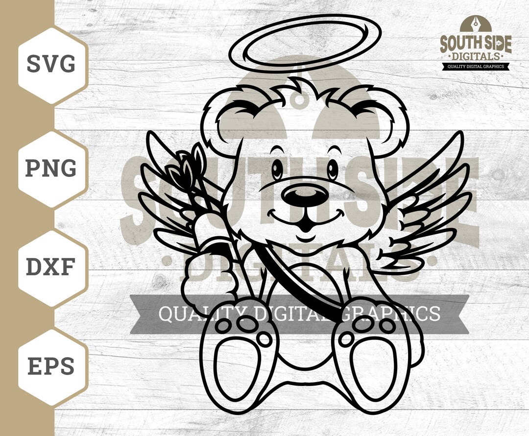 Cute Angel Teddy Bear SVG File, Angel Bear Svg, Cute Teddy Svg, Angel ...