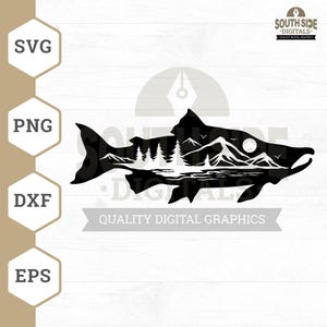 Salmon Fishing Svg, Salmon Fish Svg, Salmon Fish Png, Salmon Cut Files, Salmon Dxf, Salmon Fish Eps, Salmon Fish Silhouette, Clipart, Vector