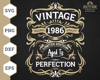 1986 Age to perfection svg, 1986 Birthday svg, 1986 Birth Celebration svg, 1986 Birthday Shirt, 1986 Birhday Clipart, 1986 Vintage png