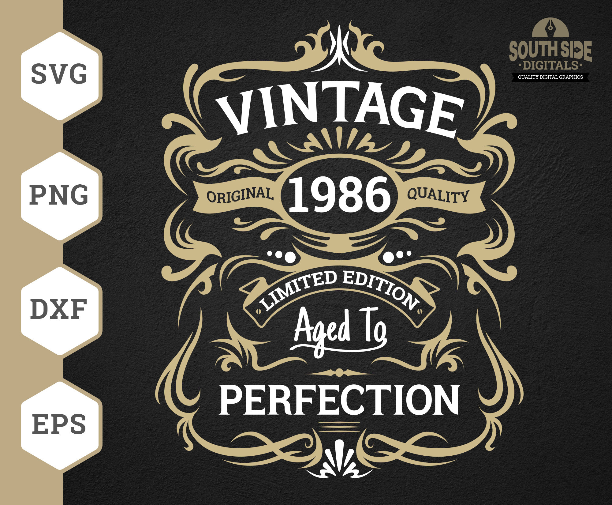 1986 Geburtstag SVG - Vintage Aged to Perfection Design (Digitaler
