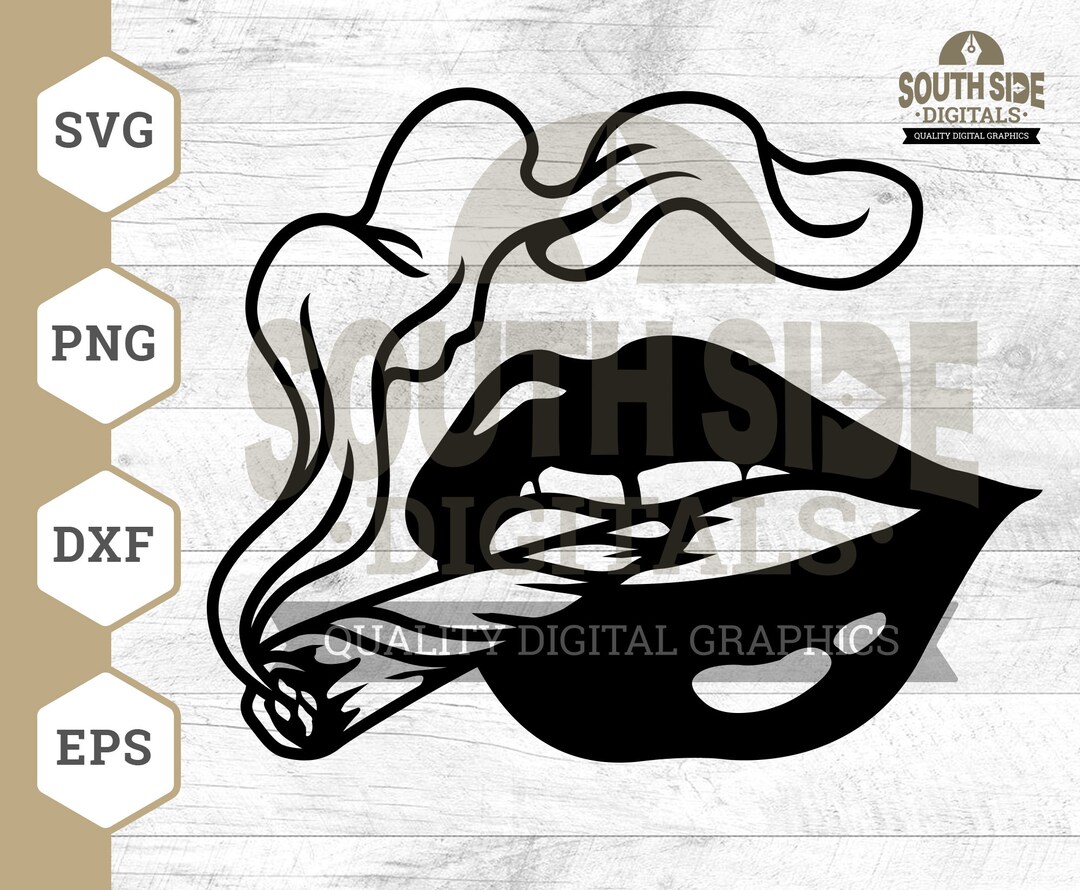 Lips Smoking Joints SVG File, Smoking Lips Svg, Lips Smoking Svg