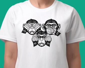 Three Wise Monkeys SVG: See Hear Speak No Evil Clipart (digital