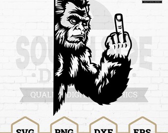Peeking Bigfoot SVG: Middle Finger Yeti Clipart (Digital Files)
