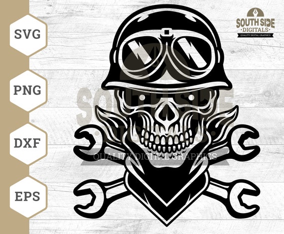 Biker Skull SVG File Skull Rider Svg Big Bike Svg Biker | Etsy