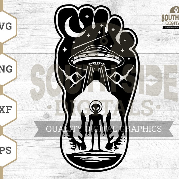 BigFoot Alien SVG File, Alien svg, Bigfoot svg, UFO svg, Yeti svg, Bigfoot Alien shirt, Bigfoot Alien Clipart, Cut Files, Png