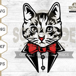 Cat in Tuxedo SVG: Formal Cat Clipart (Digital Files)