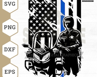 Motorcycle Police SVG: US Flag, First Responder Clipart (Digital Files)
