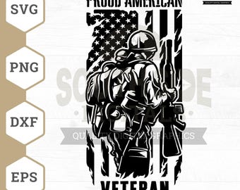 US Veteran SVG File, American Soldier svg, Veteran Soldier with Flag svg, US flag svg, Soldier Cut File, Veteran Shirt, Soldier Clipart