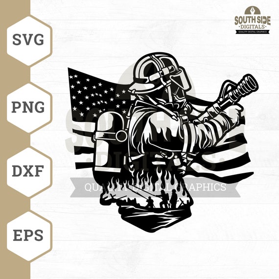 US Firefighter SVG: American Flag Clipart (Digital Files)