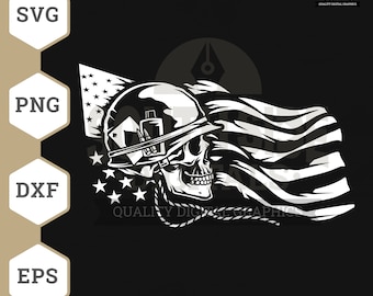 US Veteran Skull SVG: Distressed Flag, Soldier Clipart (Digital Files)