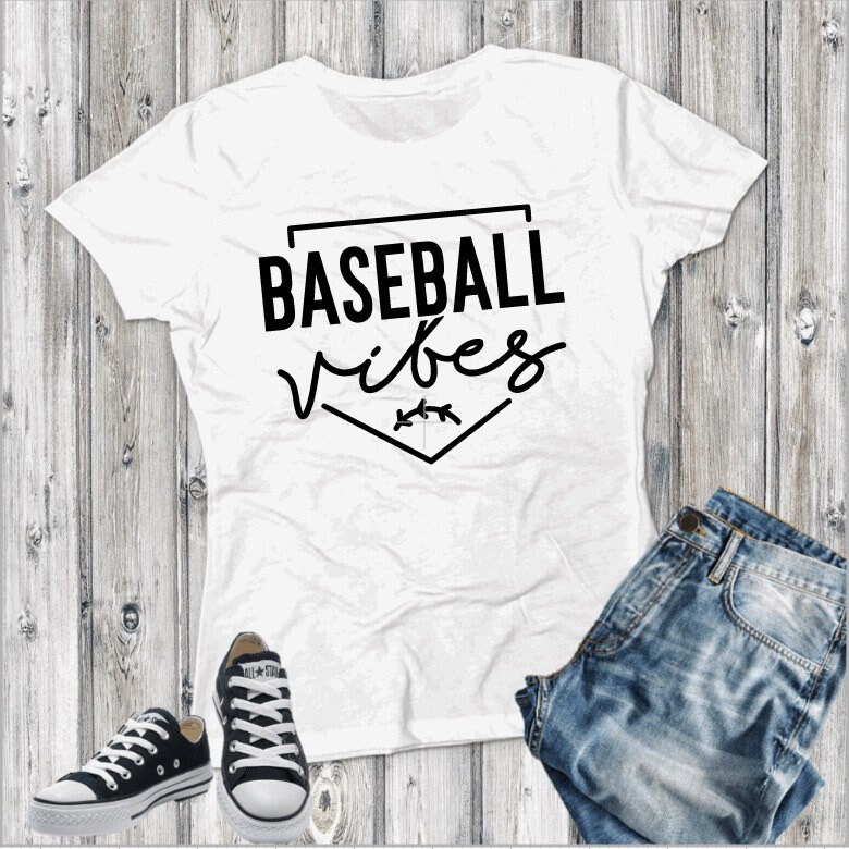 Baseball Vibes Tshirt Mom Shirt Baseball Graphic Tshirt Baseball Mom
