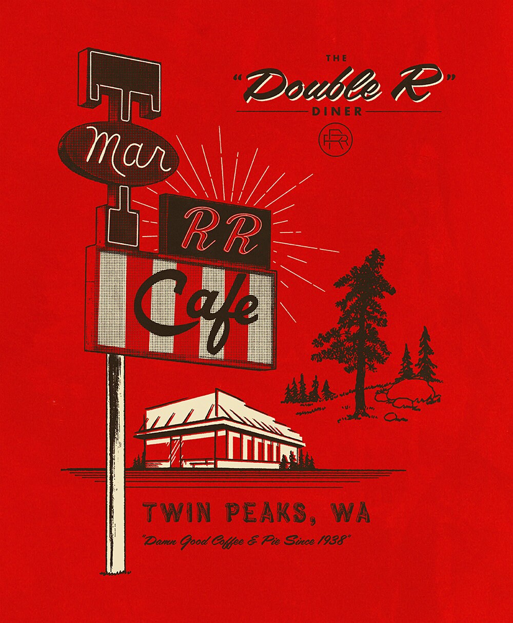 The Double R Diner Twin Peaks IllustrationDecor Room Poster Etsy