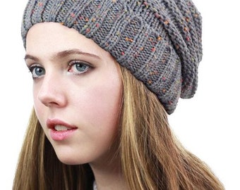 Slouchy knitted beanie | unisex slouchy beanie | speckled beanie | knitted beanie | stylish beanie | slouchy winter beanie | women beanie