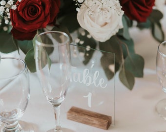 Signos de número de mesa de boda con soportes - Decoración de mesa - decoración de boda - Tabla de asientos - Signos de recepción