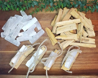 Cleansing Bundle / Selenite Stick and Ethically Sourced Palo Santo Wood from Peru