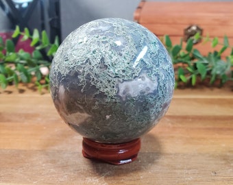 Natural Moss Agate Polished Sphere/Orb from Madagascar