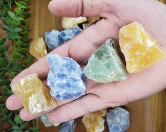 Raw Natural Calcite Chunks / YOU CHOOSE! Blue, Orange, Green, Honey or Bundle