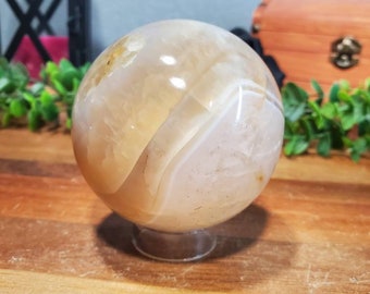Natural Agate Polished Sphere (Stand Included)