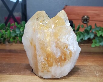 Heat Treated Citrine Top Polished Tower Point/ Raw Base Generator from Brazil