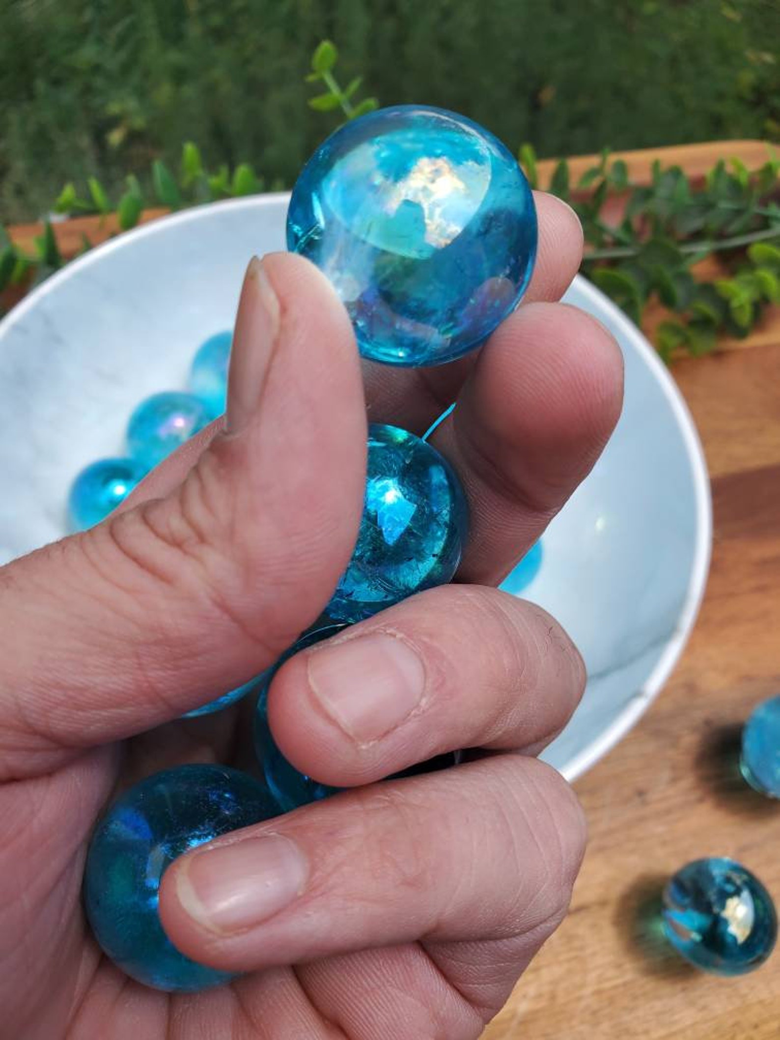 Petite boule de cristal de quartz Blue Angel Aura / Mini Aqua | Etsy
