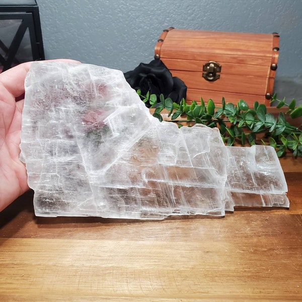 1.5LB Natural Selenite Crystal Slab from Temple of the Sun, Utah