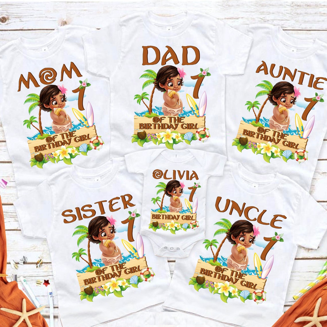 moana birthday shirts for family