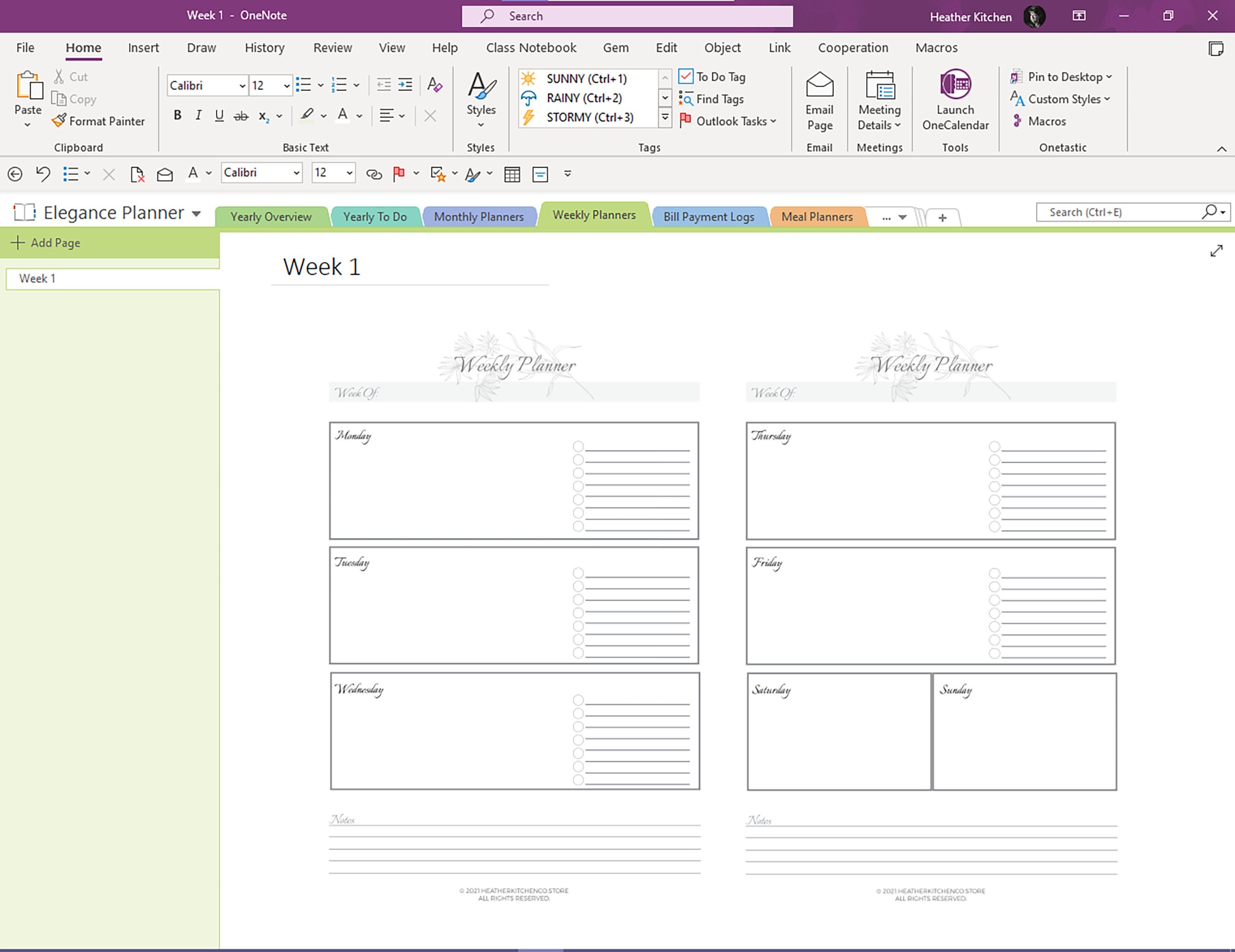 Onenote Planning Template