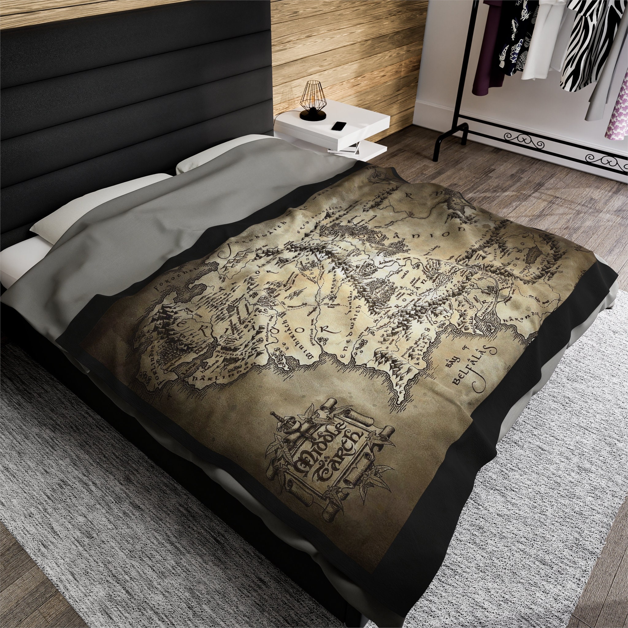 Middle Earth Map Blanket Lord of the Rings Novel Hobbit Gift Silmarillion Fan Tolkien Art Geek Present Plush Blanket Comic Con Bed Etsy