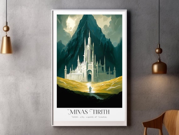 Minas Tirith Fantasy Poster for Tolkien Fan Silmarillion Art Lord of the  Rings Gift for Geek Decor Gadget Middle Earth Landscape Wall Print 