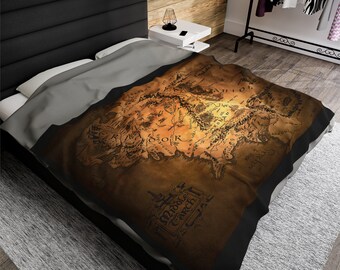Middle Earth Map Blanket Lord of the Rings Novel Hobbit Gift Silmarillion Fan Tolkien Art Geek Present Plush Blanket Comic Con Bed Etsy
