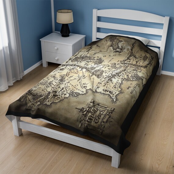 Middle Earth Map Blanket Lord of the Rings Novel Hobbit Gift Silmarillion Fan Tolkien Art Geek Present Plush Blanket Comic Con Bed Etsy