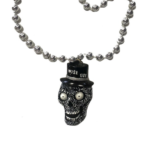 Wise Guy Day of the Dead Skull Medallion on Silver Specialty Bead