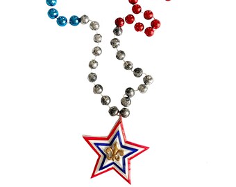 Patriotic Star on Red, White, and Blue Specialty Bead