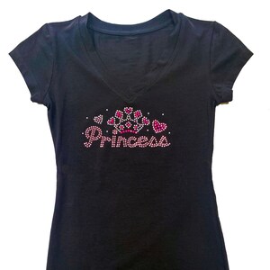 Princess with Crown Rhinestone Princess Cut Youth T-Shirt
