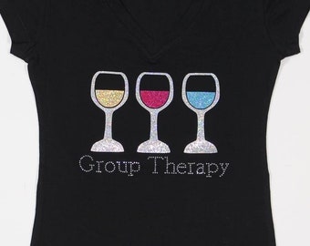Group Therapy Rhinestone V-Neck T-Shirt