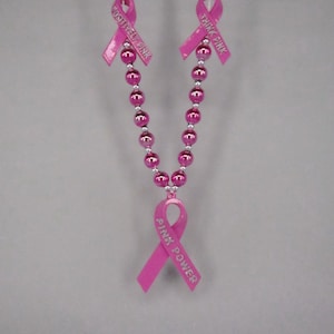 Pink Ribbons Breast Cancer Awareness on a Pink Specialty Bead