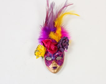 Full Face Mask Magnet with Flowers and Feathers (Multiple Colors)